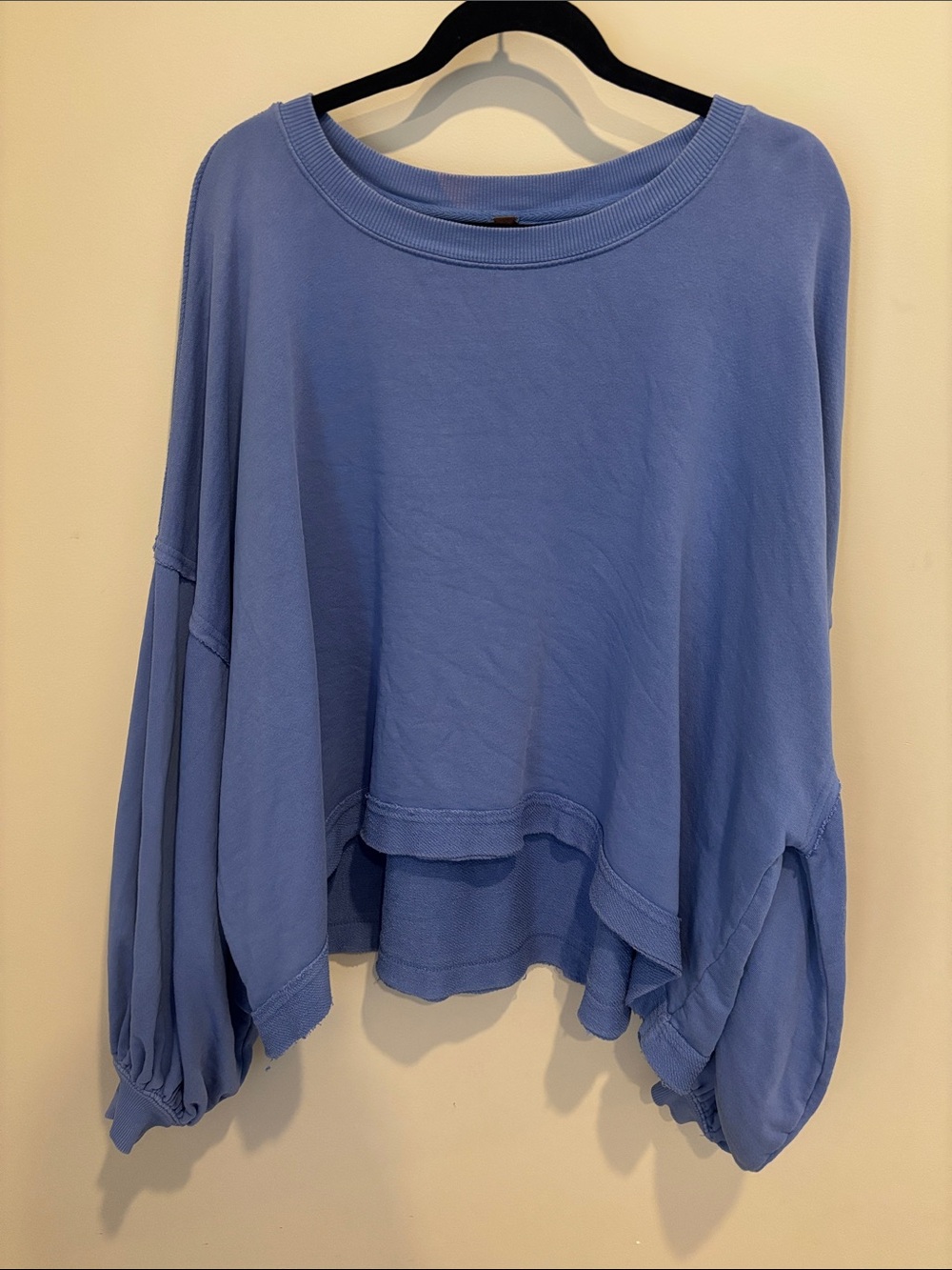 Free People Oversized Boxy Pullover Sweater in Dusty Blue
